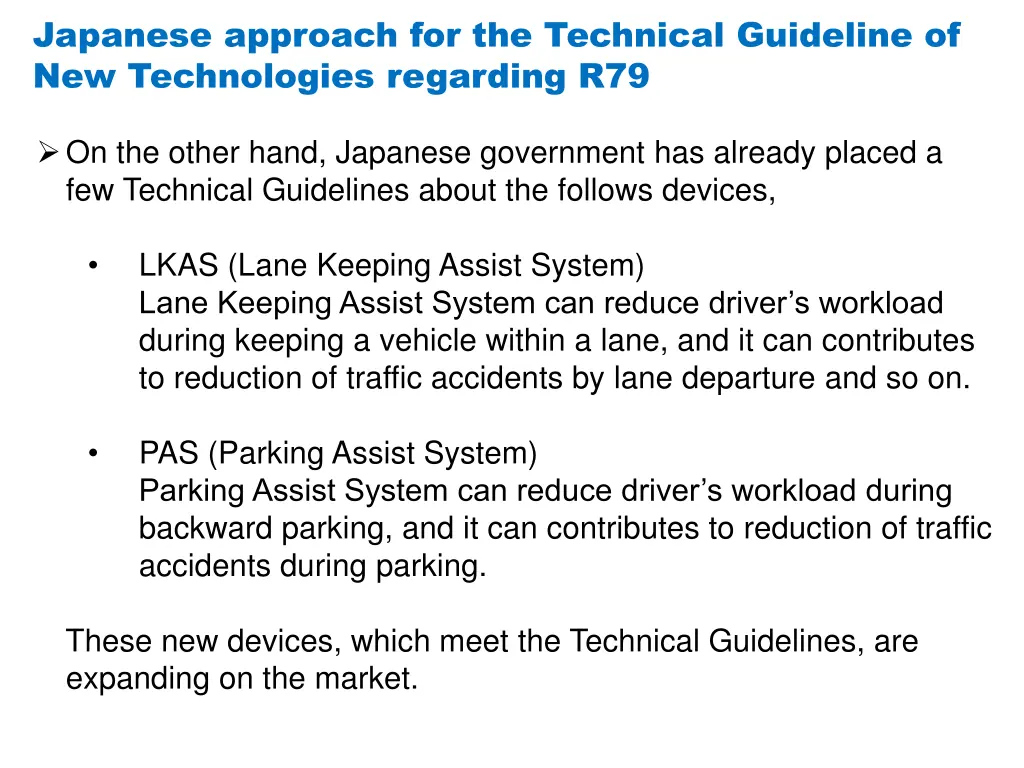 japanese approach for the technical guideline