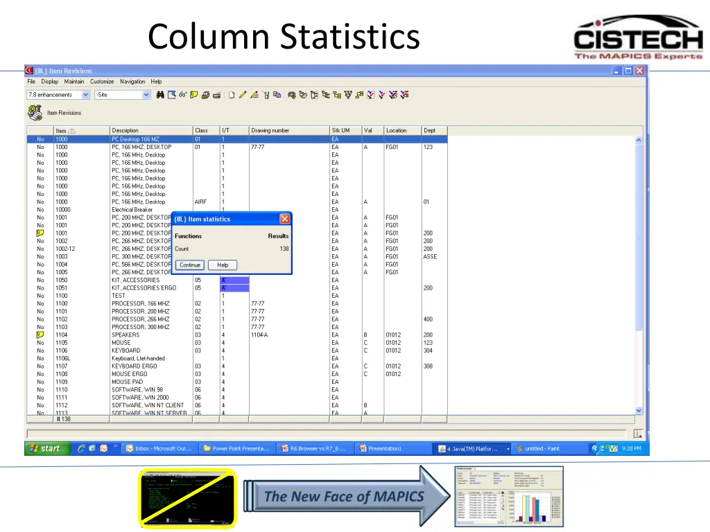 column statistics
