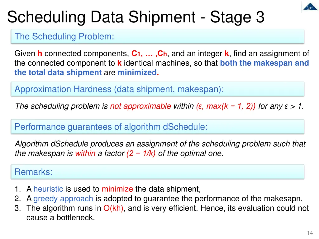 scheduling data shipment stage 3