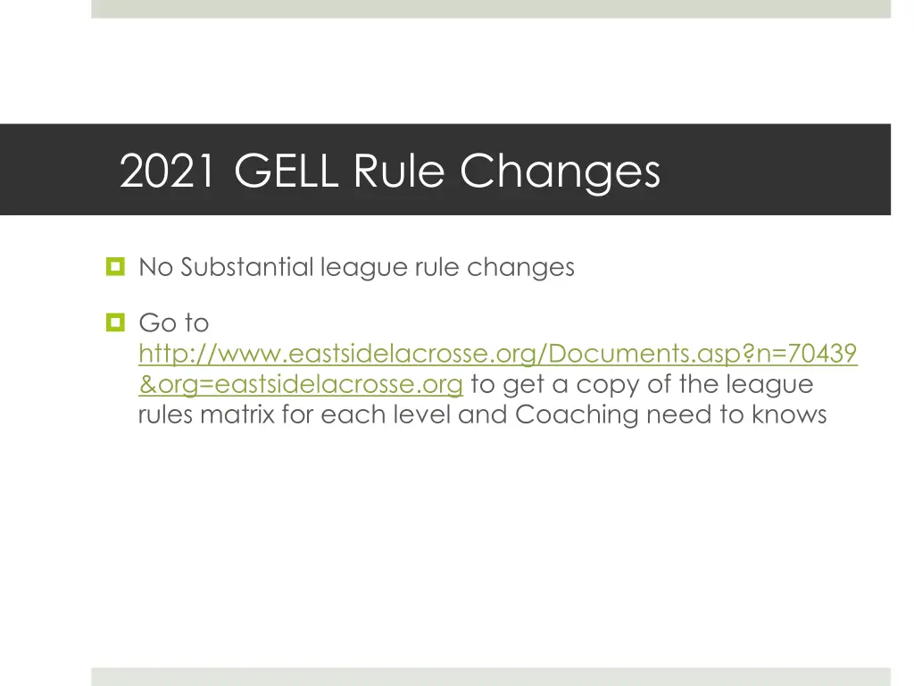 2021 gell rule changes
