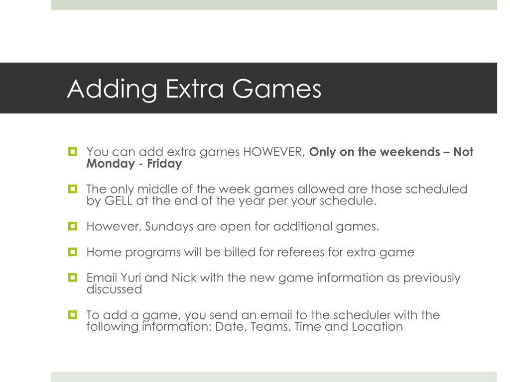 adding extra games