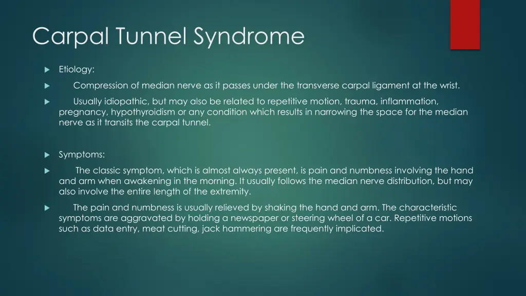 carpal tunnel syndrome