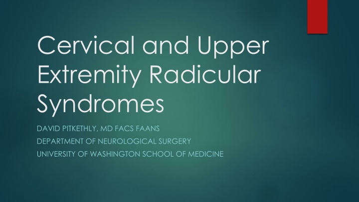 cervical and upper extremity radicular syndromes