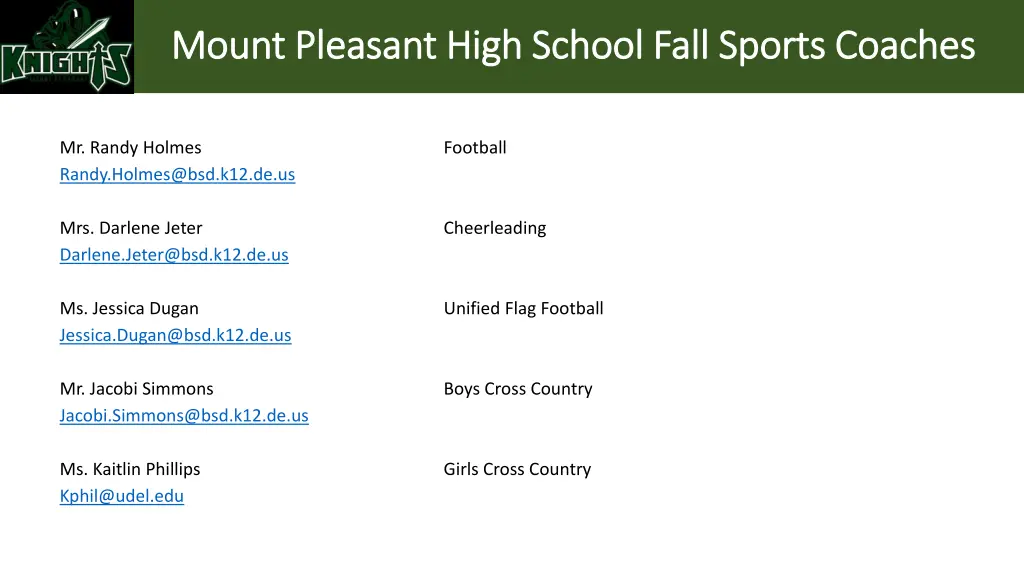 mount pleasant high school fall sports coaches