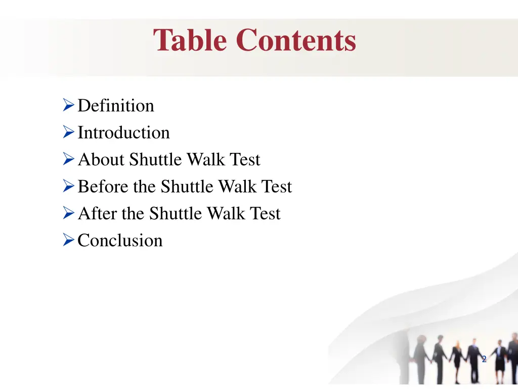 table contents