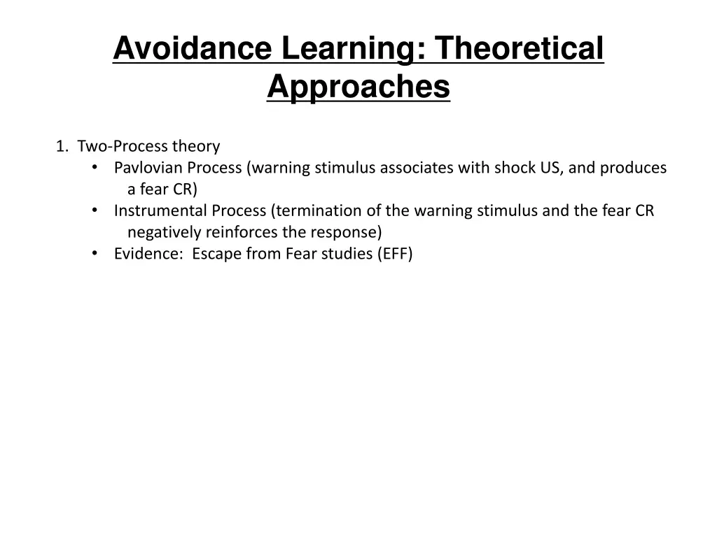 avoidance learning theoretical approaches 1