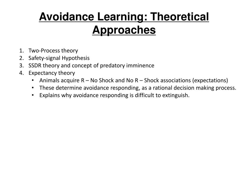 avoidance learning theoretical approaches 6