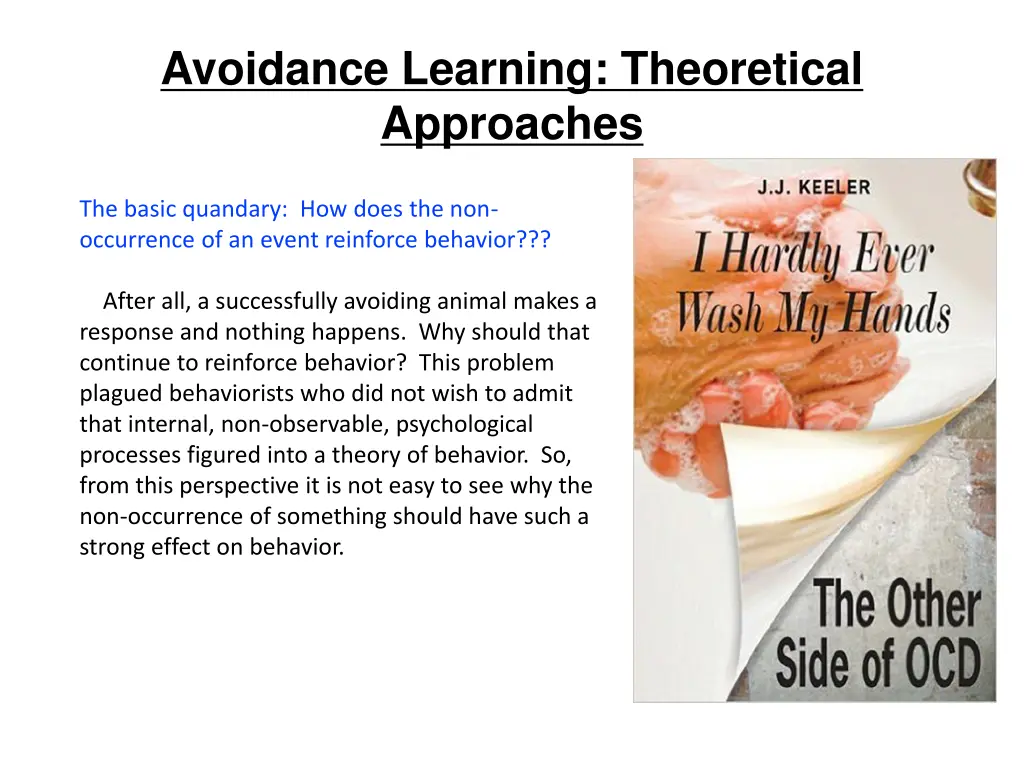 avoidance learning theoretical approaches