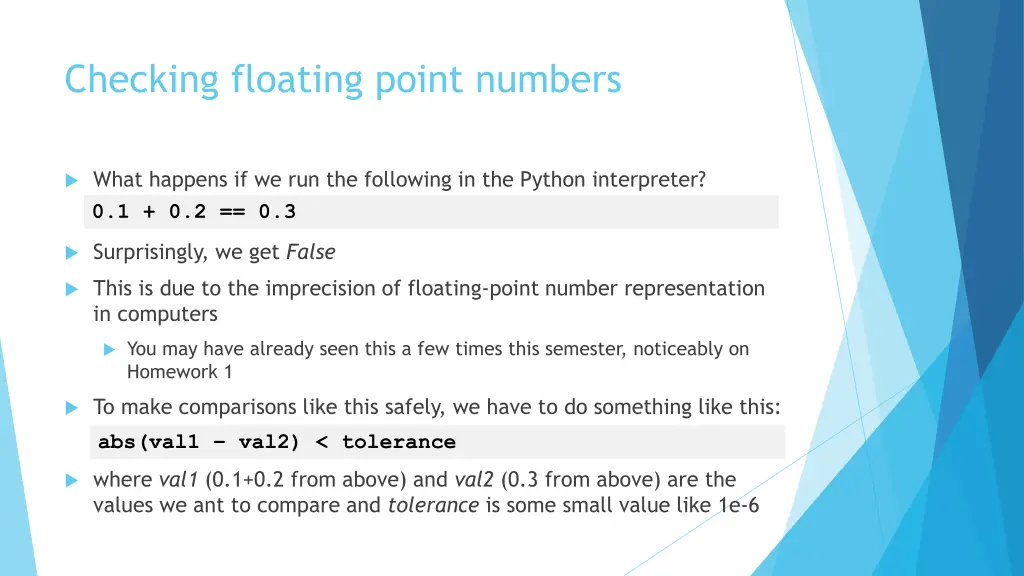 checking floating point numbers