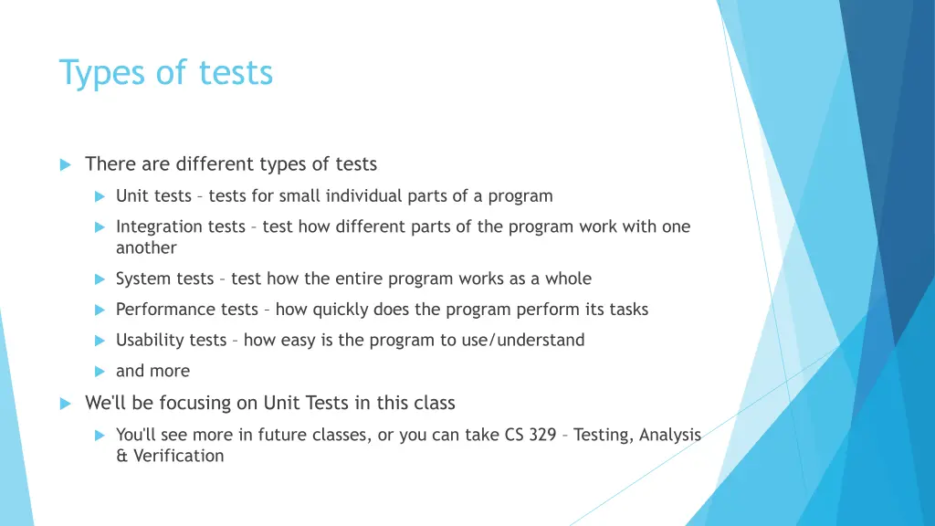 types of tests