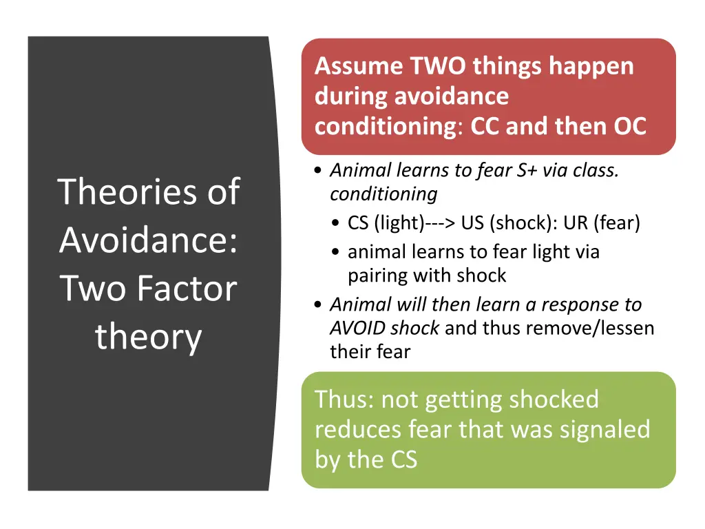 assume two things happen during avoidance