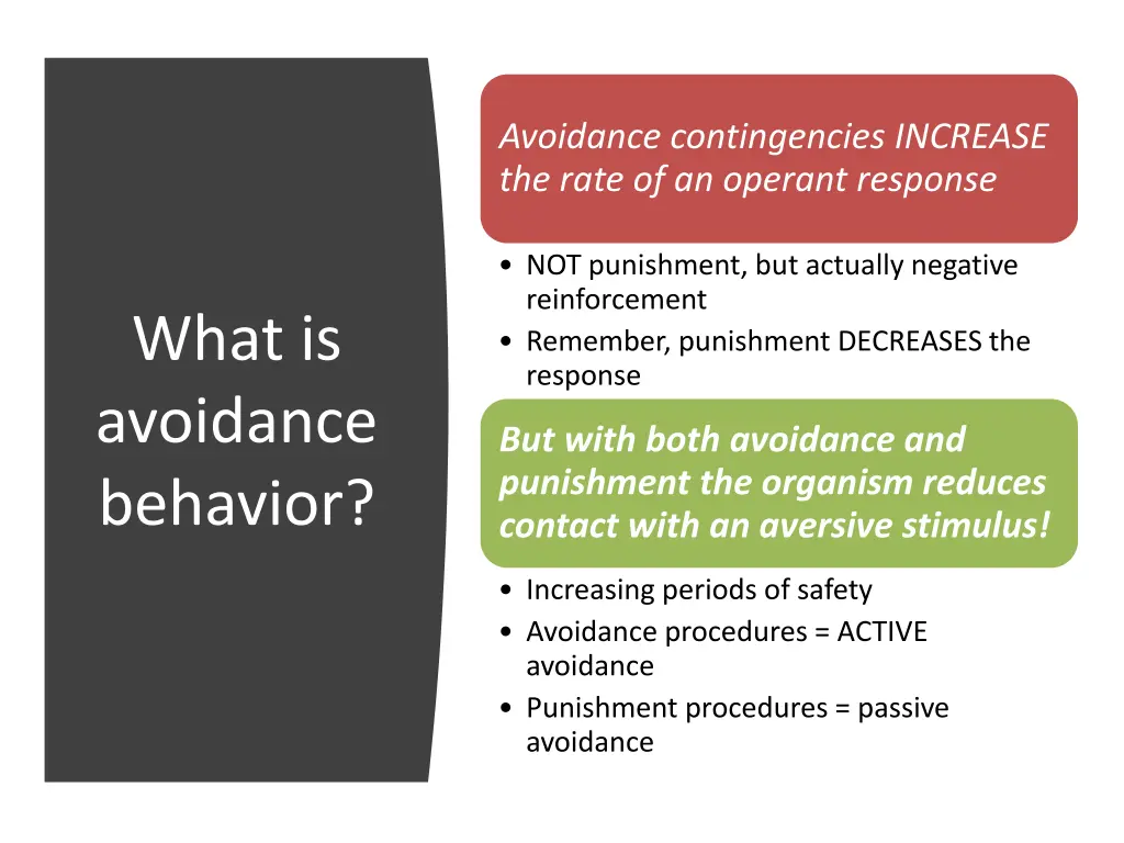 avoidance contingencies increase the rate
