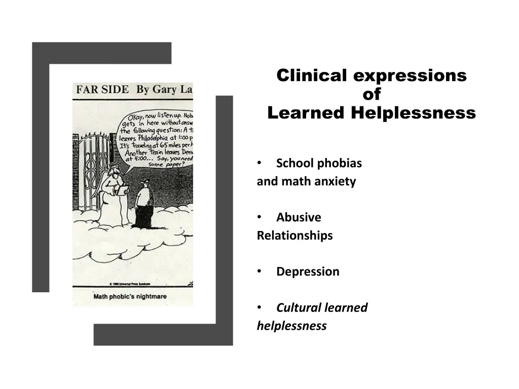 clinical expressions of learned helplessness