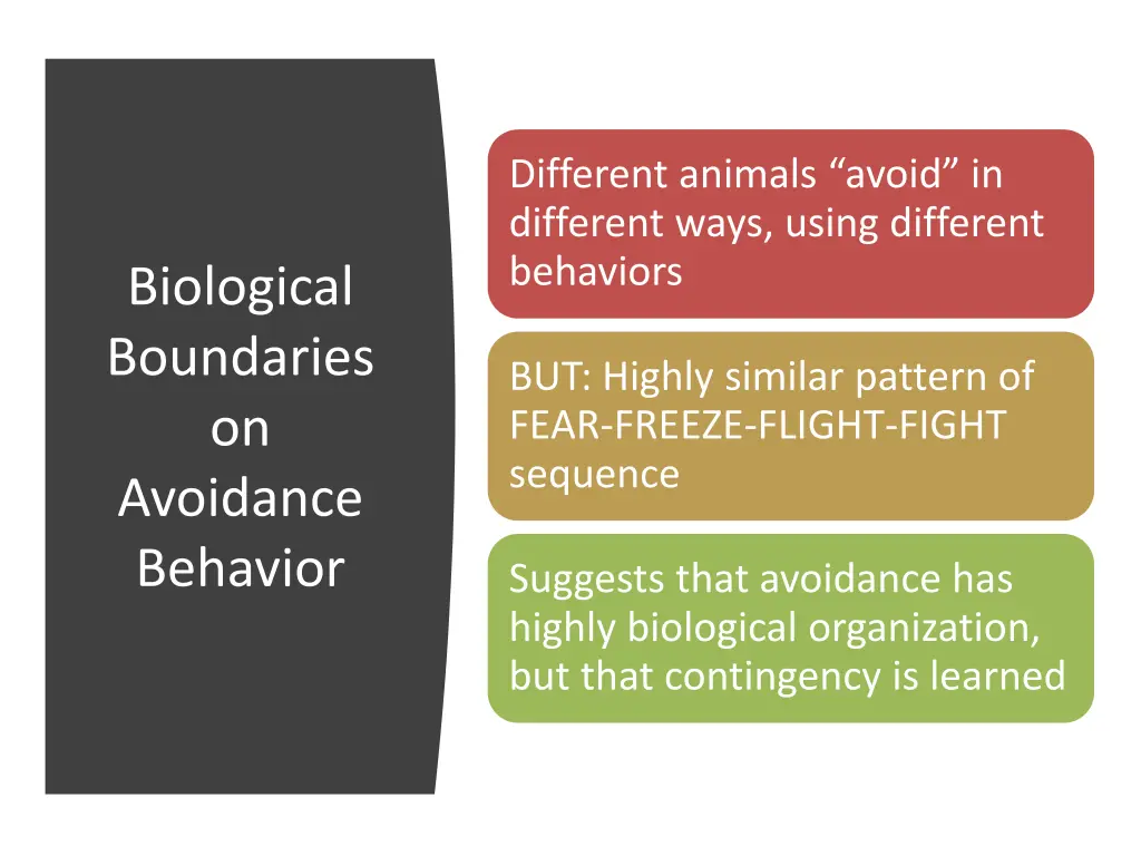 different animals avoid in different ways using
