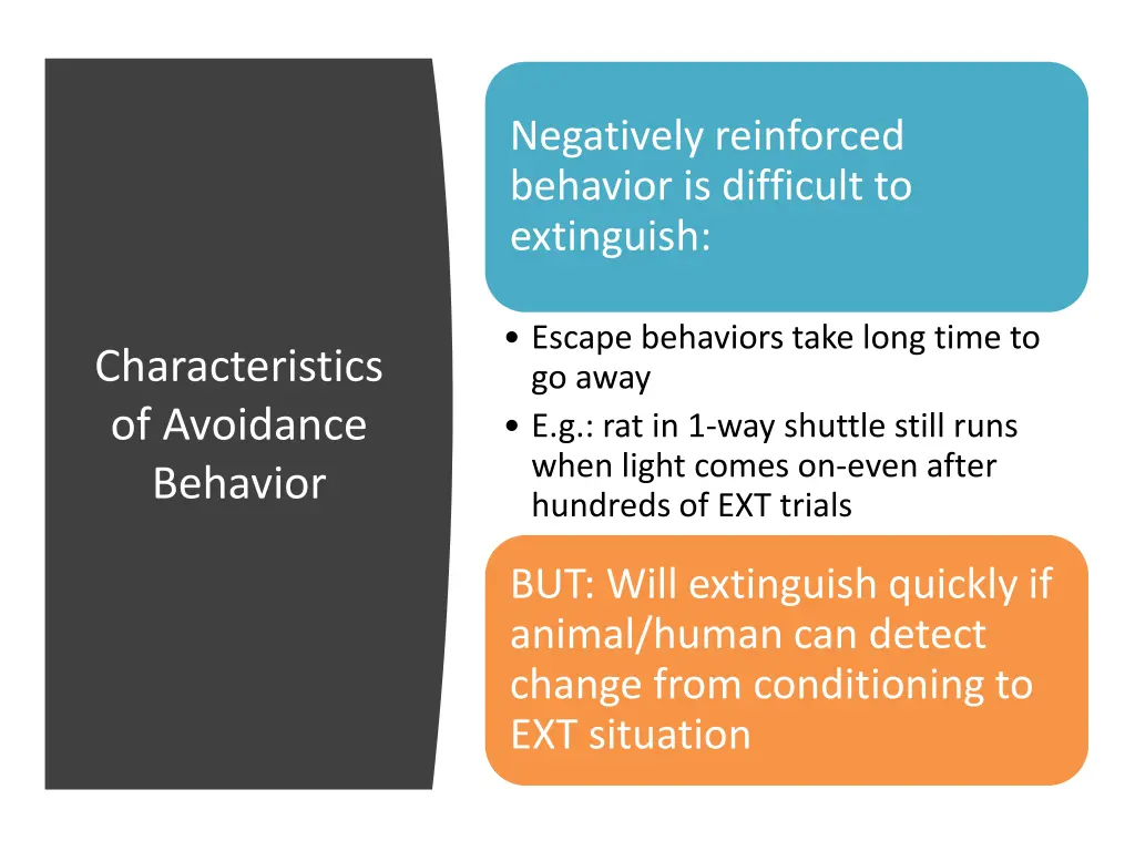 negatively reinforced behavior is difficult