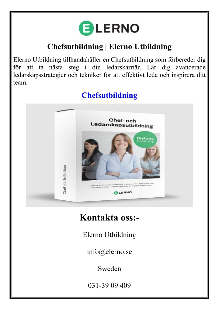 chefsutbildning elerno utbildning