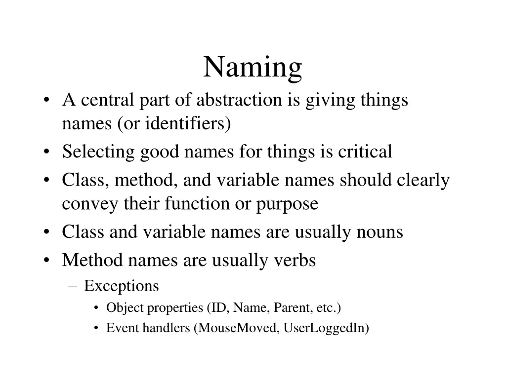 naming