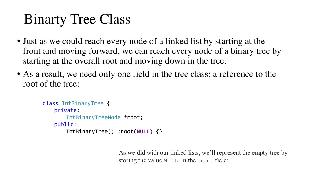 binarty tree class