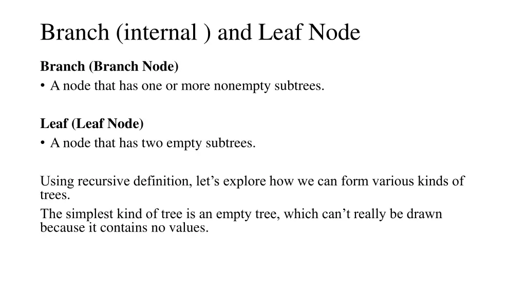 branch internal and leaf node