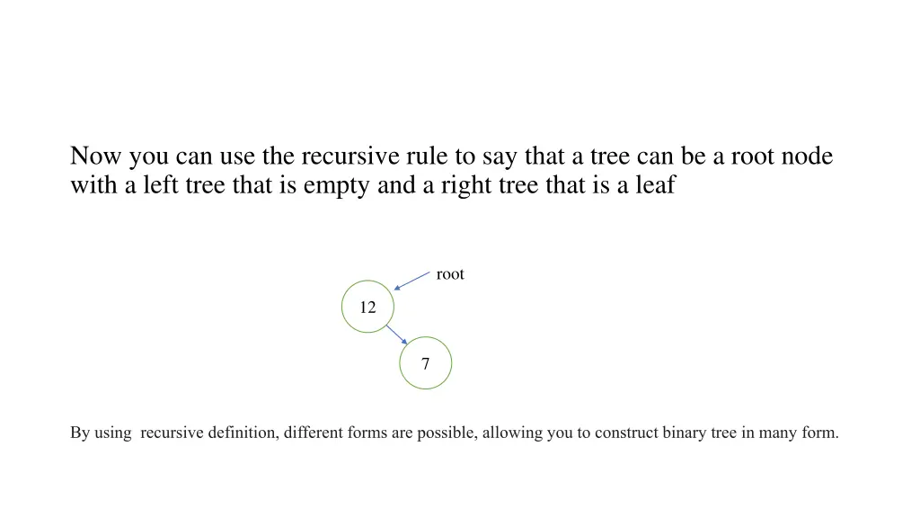 now you can use the recursive rule to say that