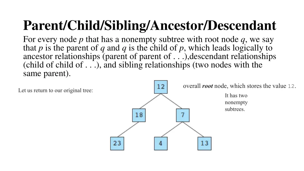 parent child sibling ancestor descendant