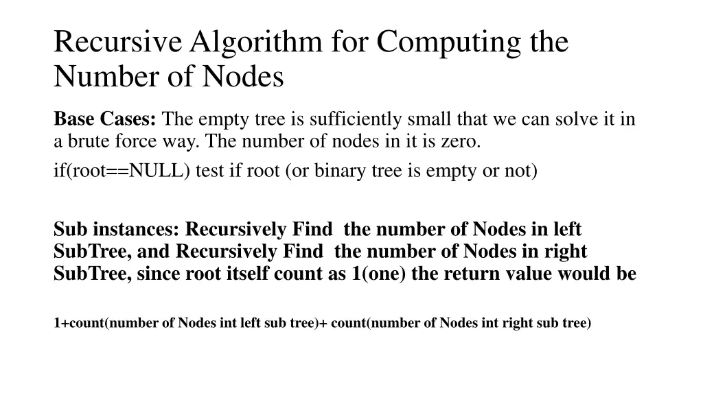 recursivealgorithm for computing the number 1