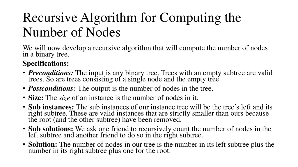 recursivealgorithm for computing the number