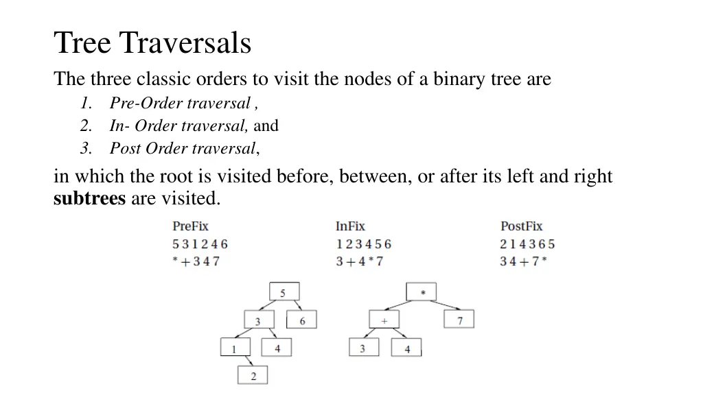tree traversals the three classic orders to visit 2