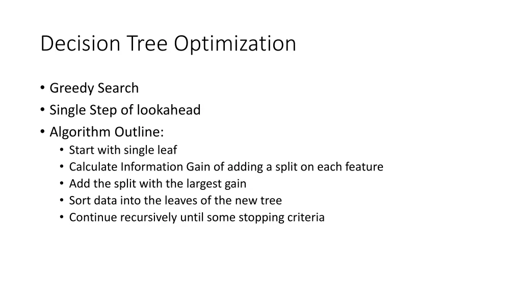 decision tree optimization