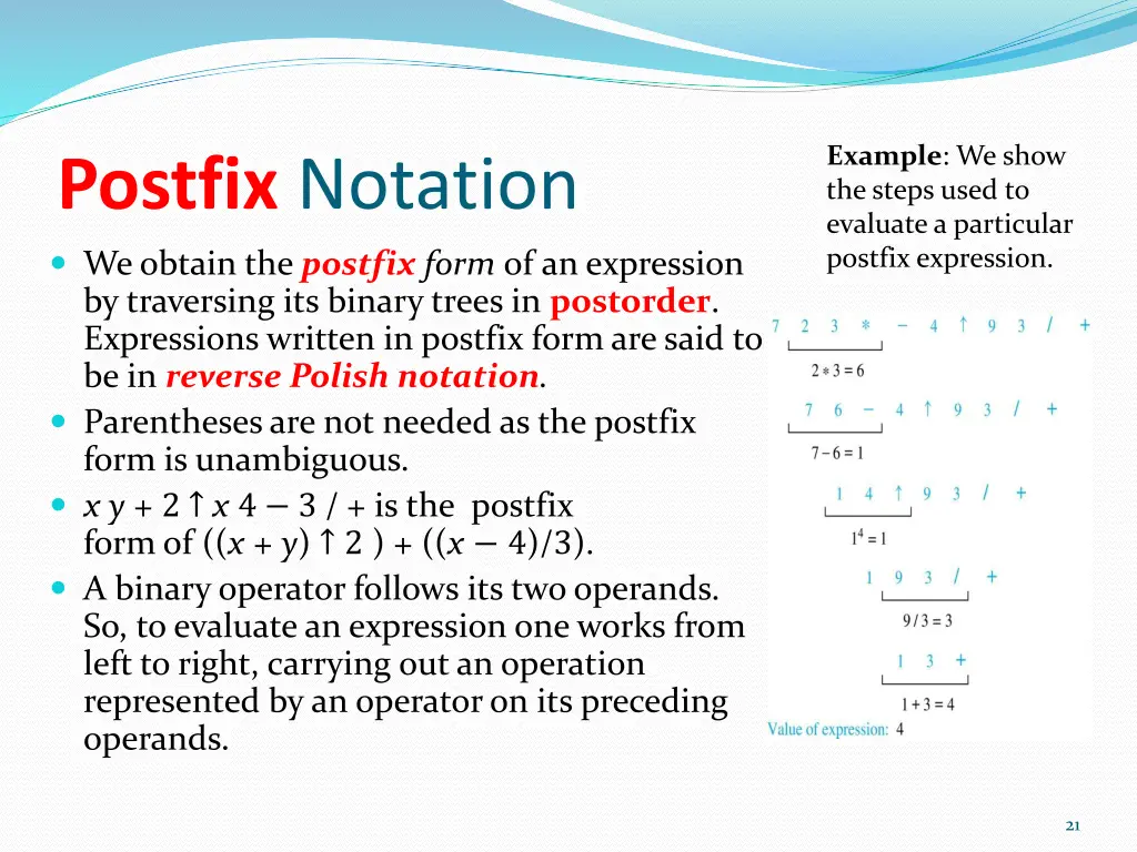 example we show the steps used to evaluate