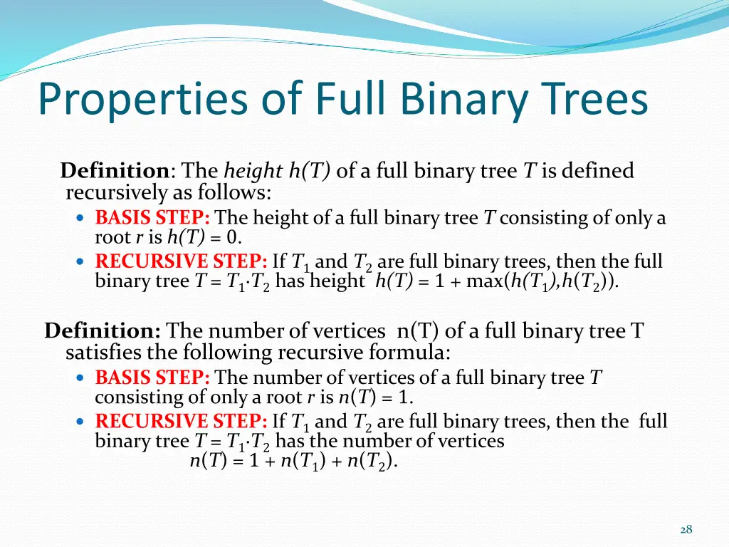 properties of full binary trees