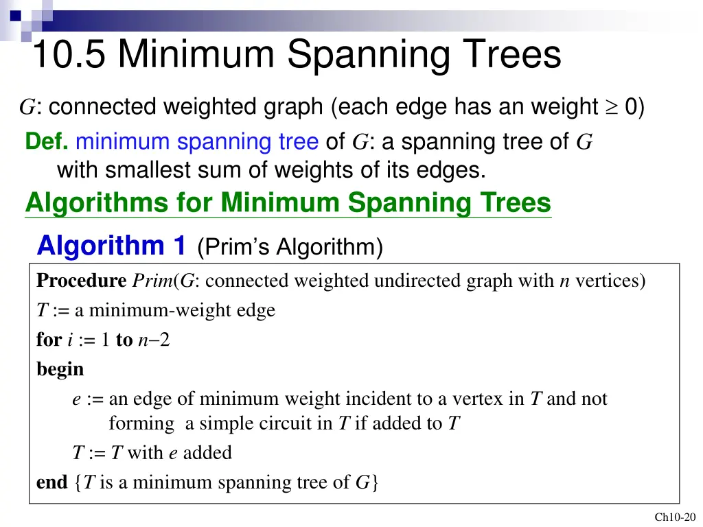 10 5 minimum spanning trees