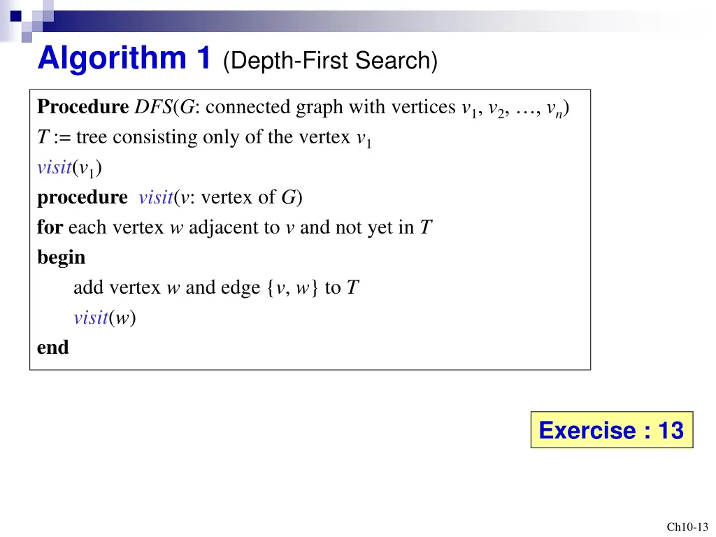 algorithm 1 depth first search