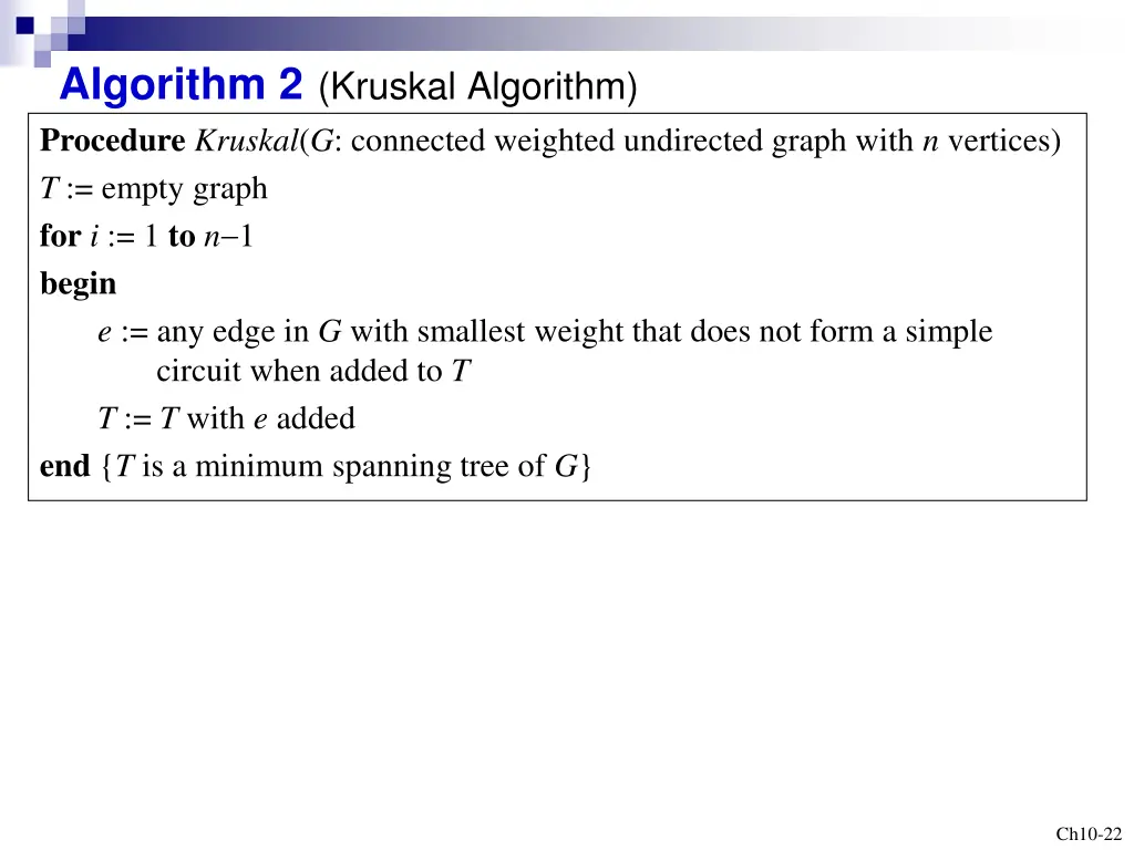 algorithm 2 kruskal algorithm