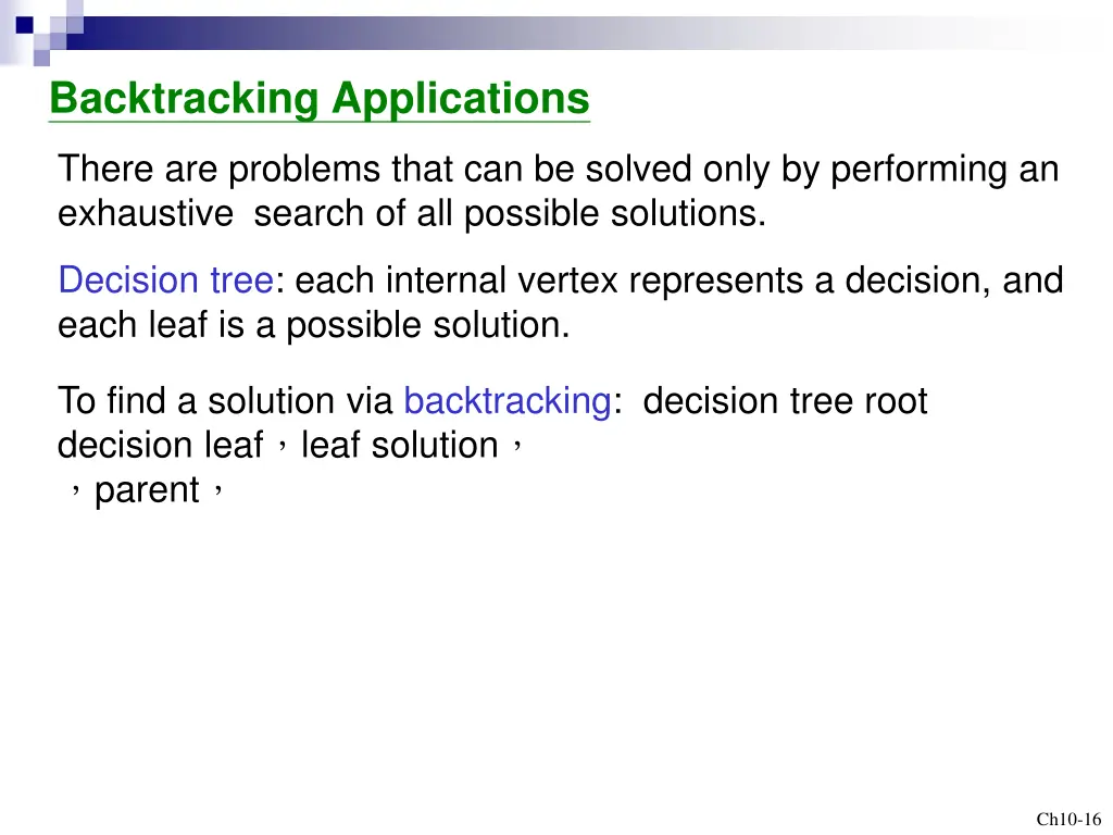 backtracking applications
