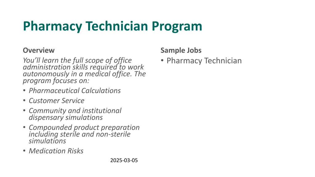 pharmacy technician program