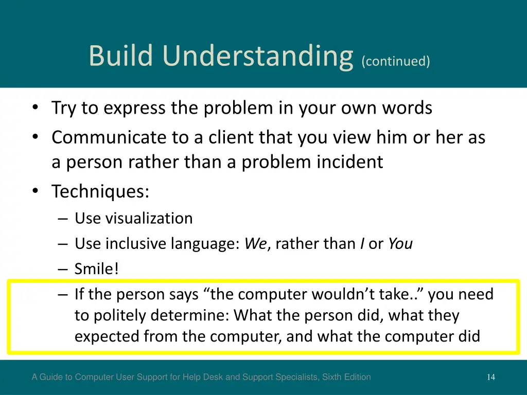 build understanding continued