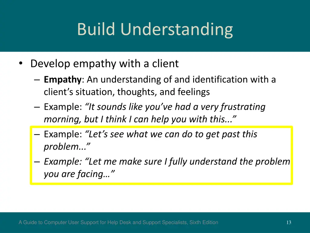 build understanding