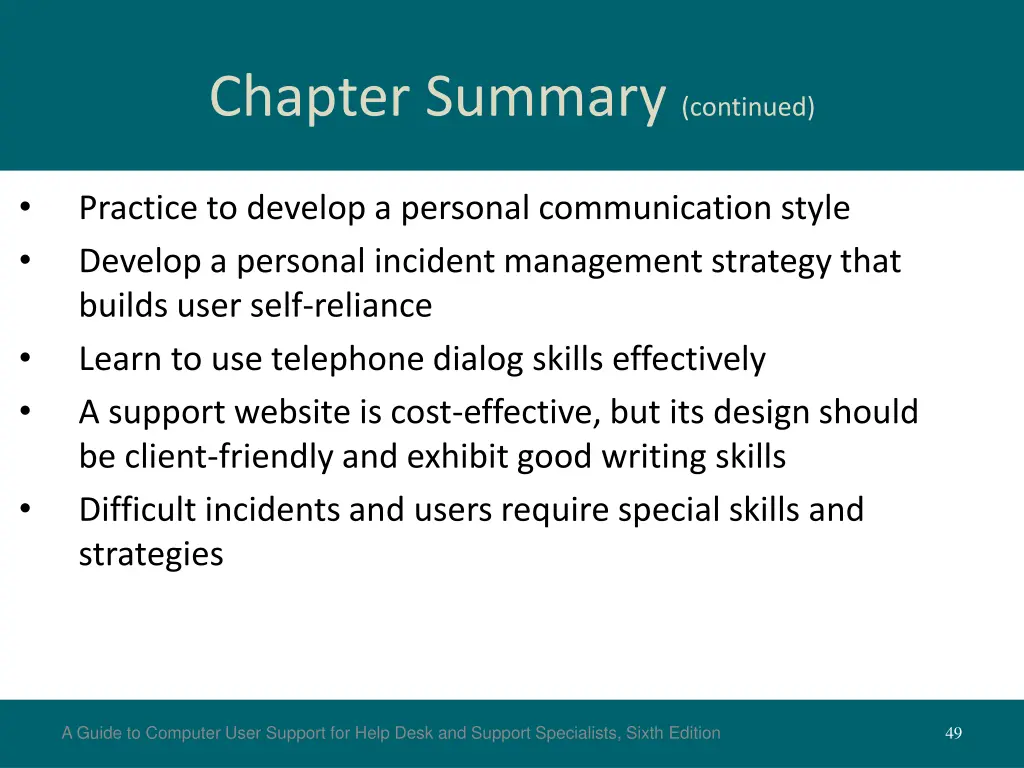 chapter summary continued
