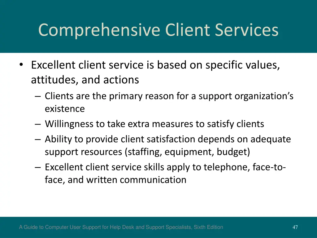 comprehensive client services