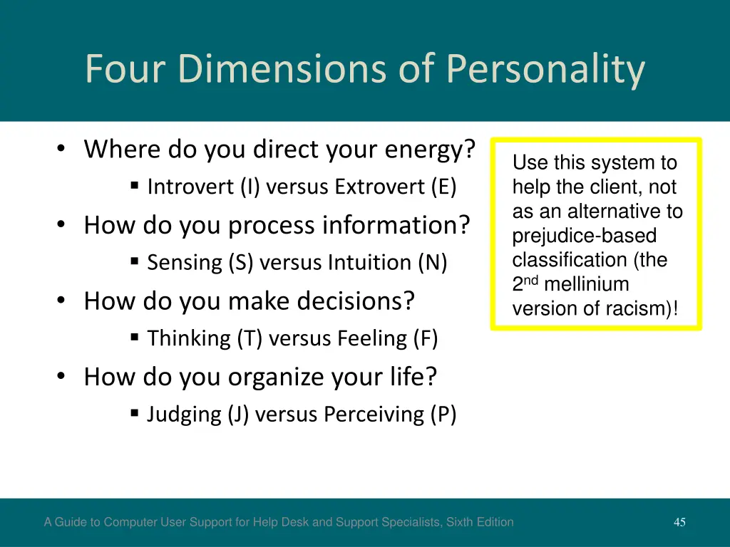 four dimensions of personality
