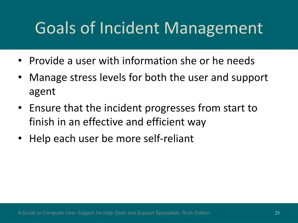 goals of incident management