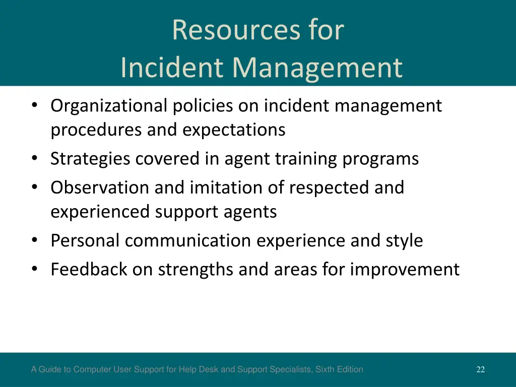 resources for incident management organizational