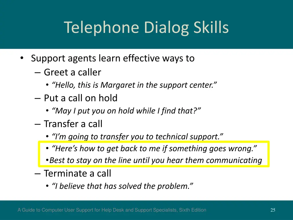 telephone dialog skills