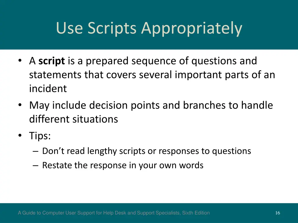 use scripts appropriately