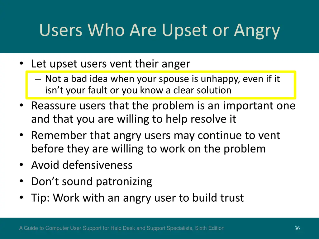 users who are upset or angry