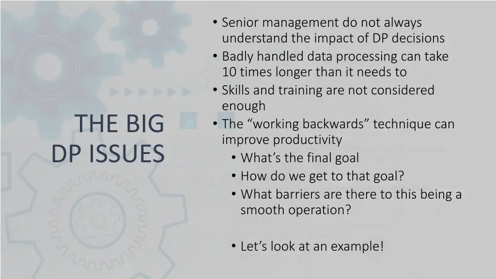 senior management do not always understand