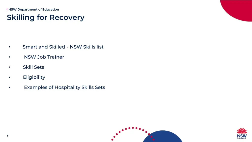 nsw department of education skilling for recovery