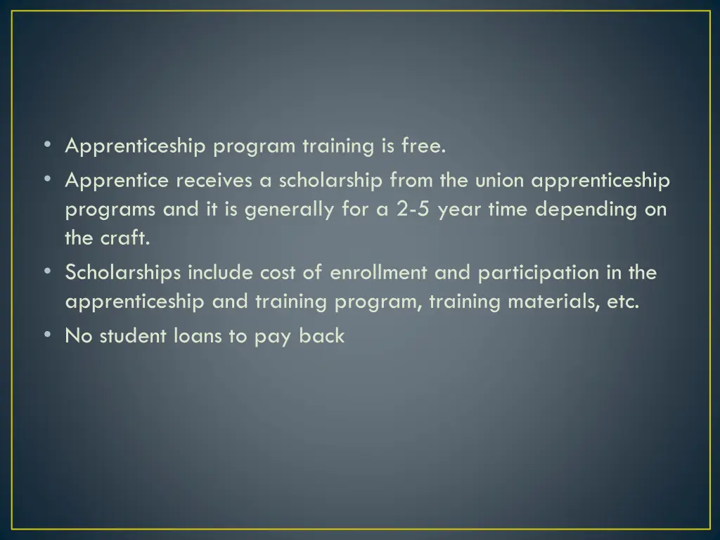 apprenticeship program training is free