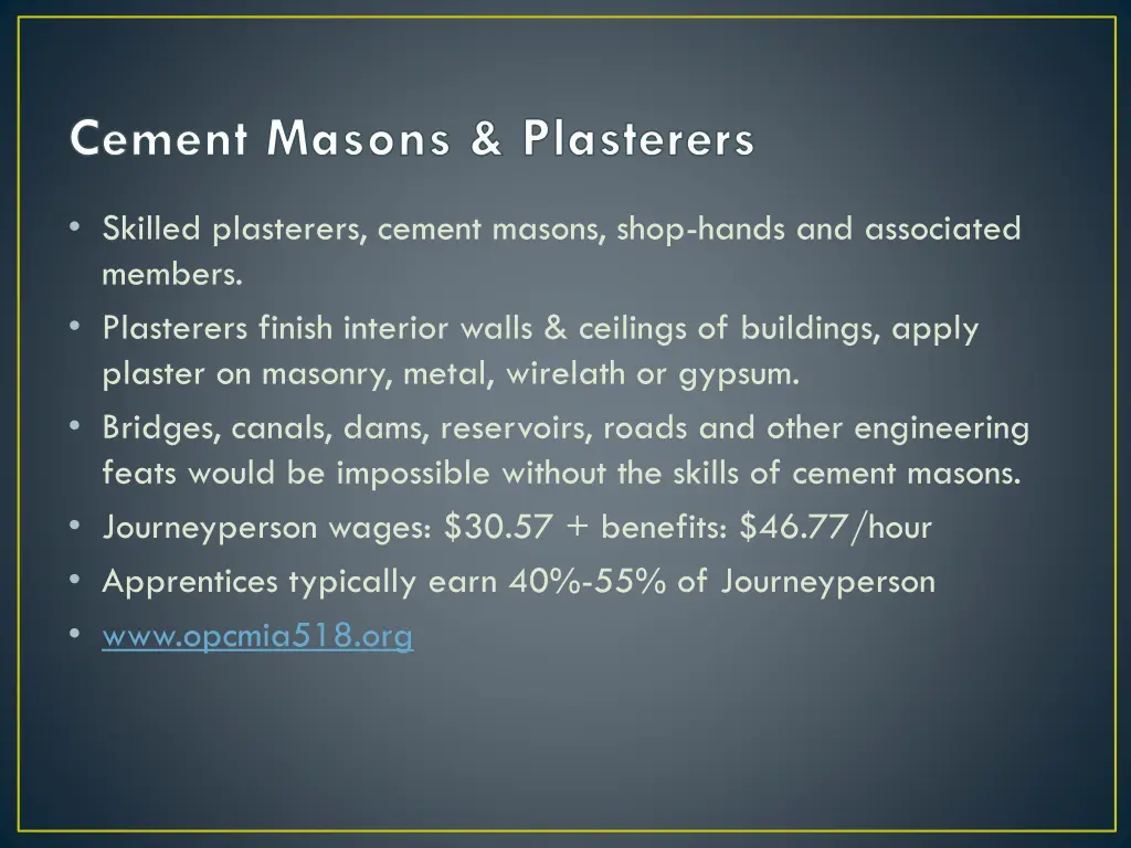 cement masons plasterers